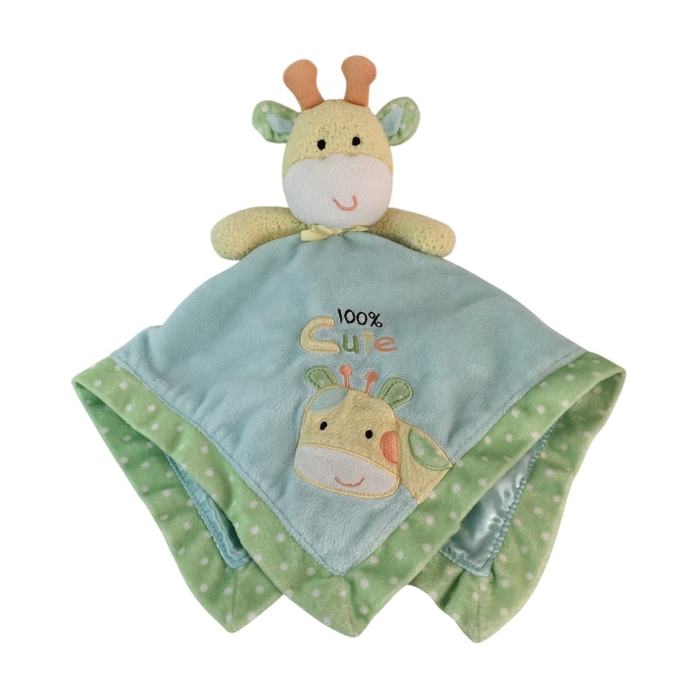 Okie Dokie Giraffe Lovey Security Blanket Blue Green 14in‎ 100% Cute Polka Dot